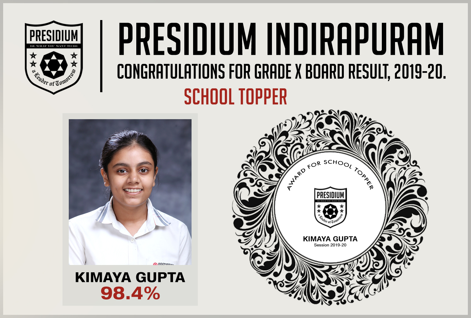 Presidium Indirapuram, KUDOS PRESIDIANS FOR EXCEPTIONAL XTH BOARD RESULTS (2019-20)